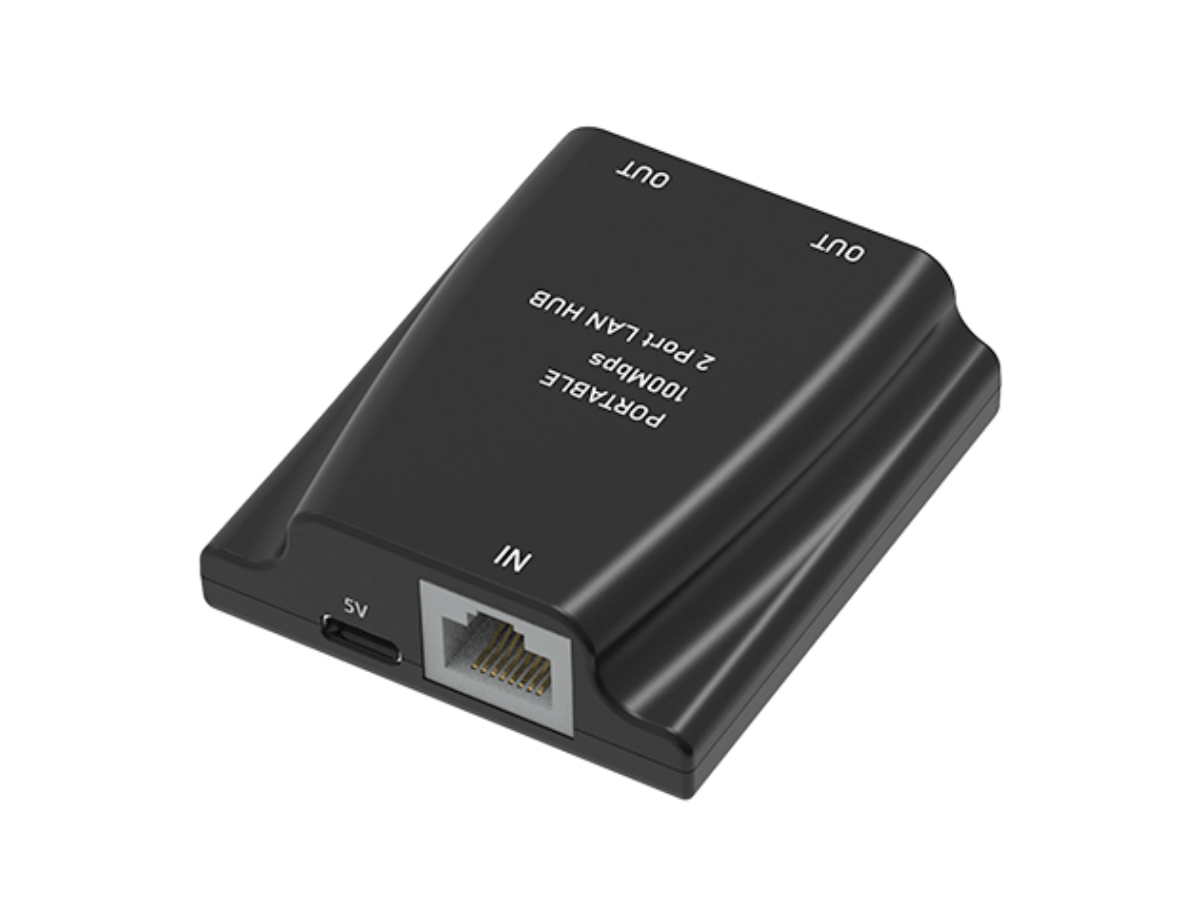 PORTABLE 2 PORT LAN HUB (100M)